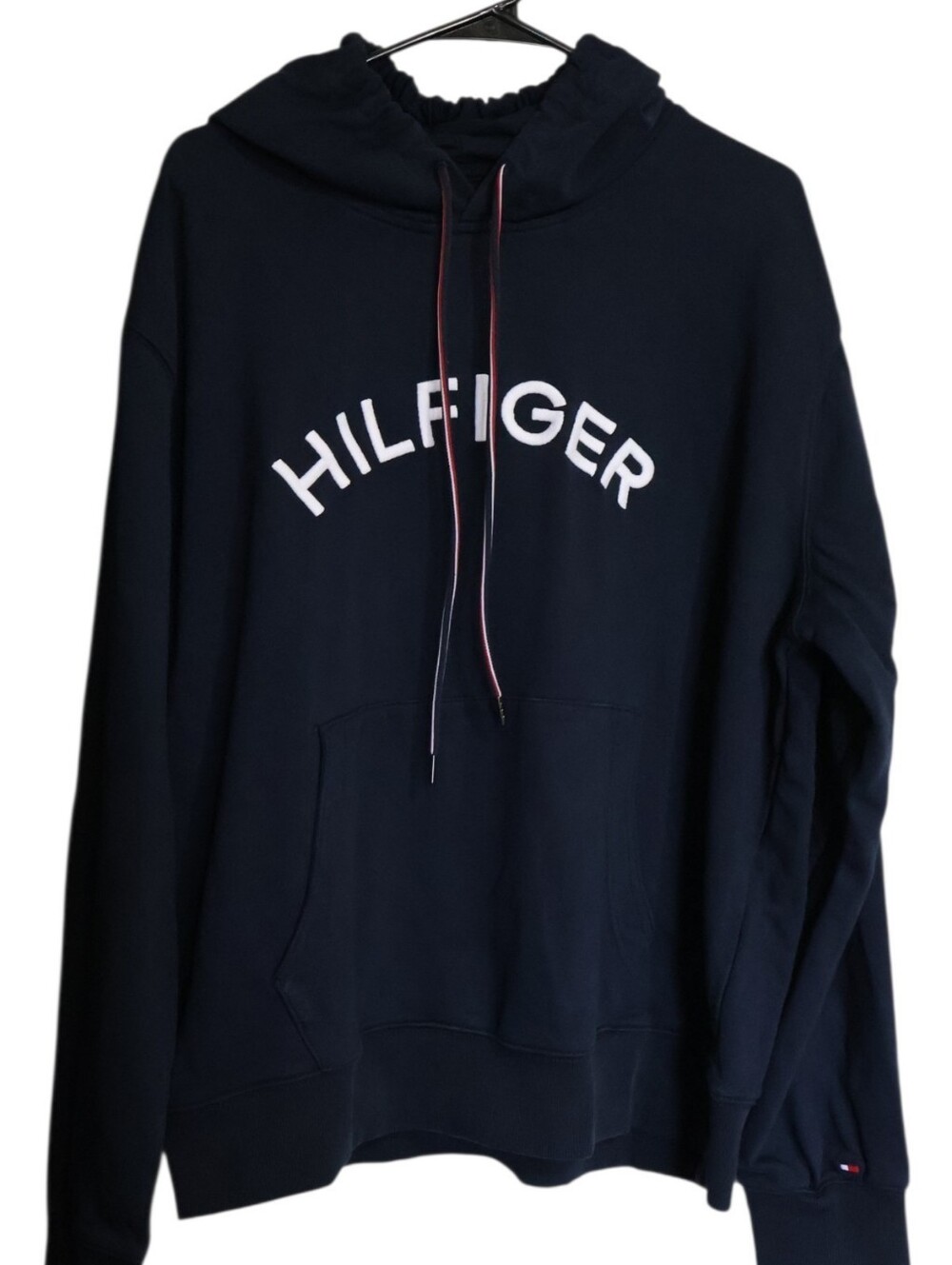 Tommy Hilfiger Navy Blue Classic Spellout Pullover Hoodie Men's Unisex Size XXL